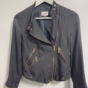 Club Monaco - Grey Biker Jacket Lightweight - Size XS - Gold detail
